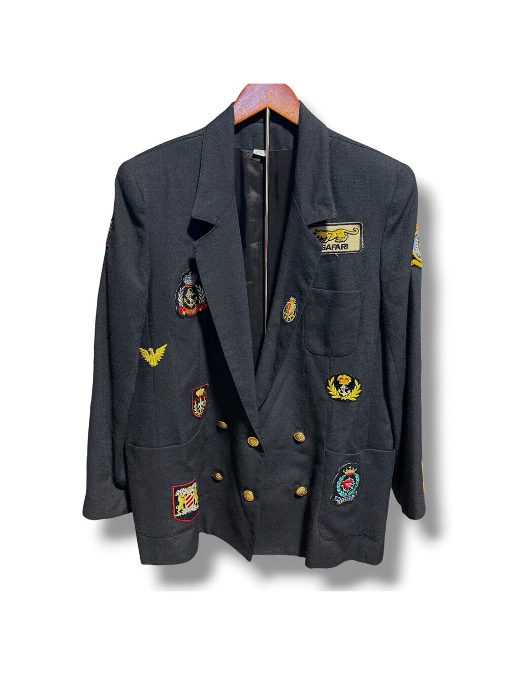 Vintage Giancarlo Ferrari Navy Wool Nautical Crest Blazer Women’s USA